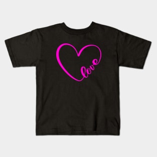 Pink Heart Shape, Valentine Gift For Girlfriend Kids T-Shirt